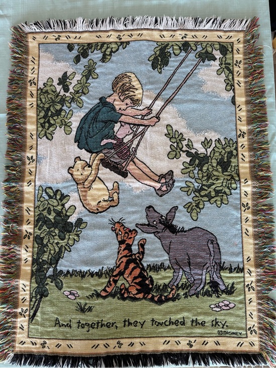 Disney Other - Vintage Disney Classic Pooh Woven Tapestry cotton Blanket Christopher Robin